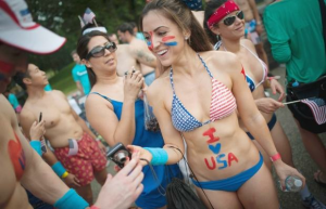 2012 Underwear Run 2012 Underwear Run - Girl with I Heart USA painted on abs